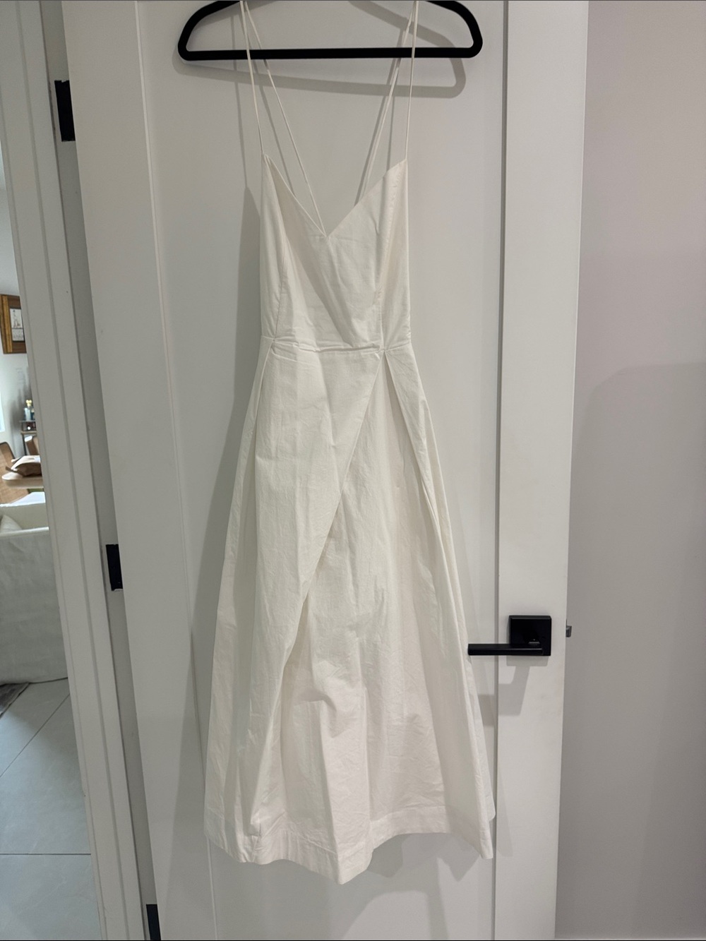 Crescent White Spaghetti-Strap Midi Dress